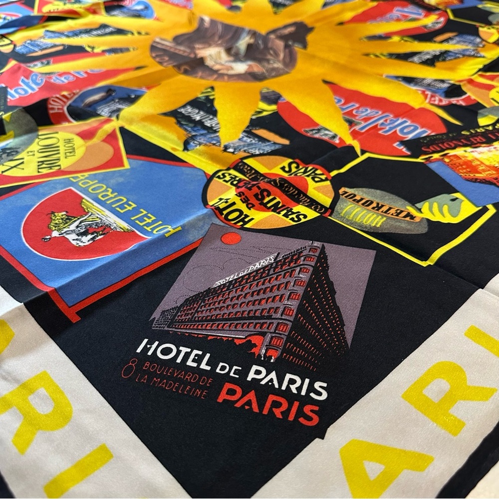 Vintage Paris Hotels Silk Scarf – Louis XIV "Sun King" Design- STUNNING and BOLD